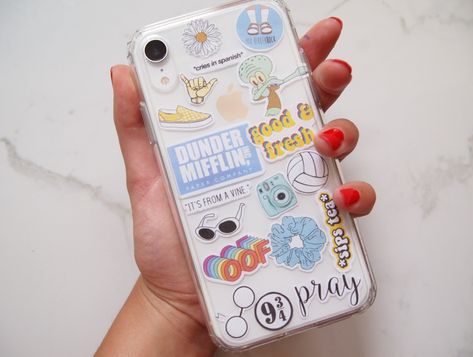 DIY Sticker Phone Case + Template – Short & Sweet Tumblr Phone Case, Sticker Phone Case, Diy Iphone Case, Iphone Case Stickers, Electronics Mini Projects, Case Ideas, Apple Phone Case, Cases Diy, Iphone Prints