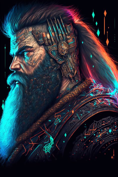 An Alternate CyberPunk Viking Cyberpunk Viking, Techno Viking, Viking Character, Sci Fi Games, Retro Futurism, Dieselpunk, Comic Character, Cyberpunk, Digital Painting