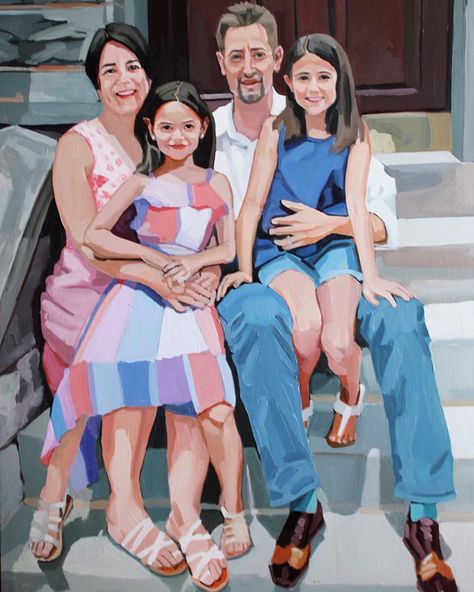 Erin Fitzpatrick on Instagram: “I first met the Rissi family when they won a portrait commission that I donated to a charity auction in 2011. Back then, I painted…” Acrylic Family Portrait, Family Painting Portrait, Family Portraits Painting, Abstract Family Painting, Erin Fitzpatrick, Family Portrait Painting, Etsy Inspiration, Oil Painting Techniques, Family Painting