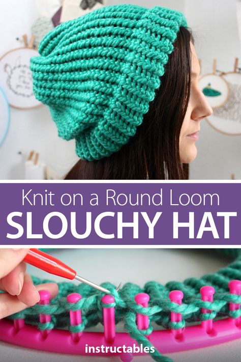 Loom Knitting Patterns Free, Loom Knitting Scarf, Loom Knitting Patterns Hat, Knit A Hat, Loom Knitting For Beginners, Round Loom Knitting, Loom Hats, Loom Knitting Tutorial, Circular Loom