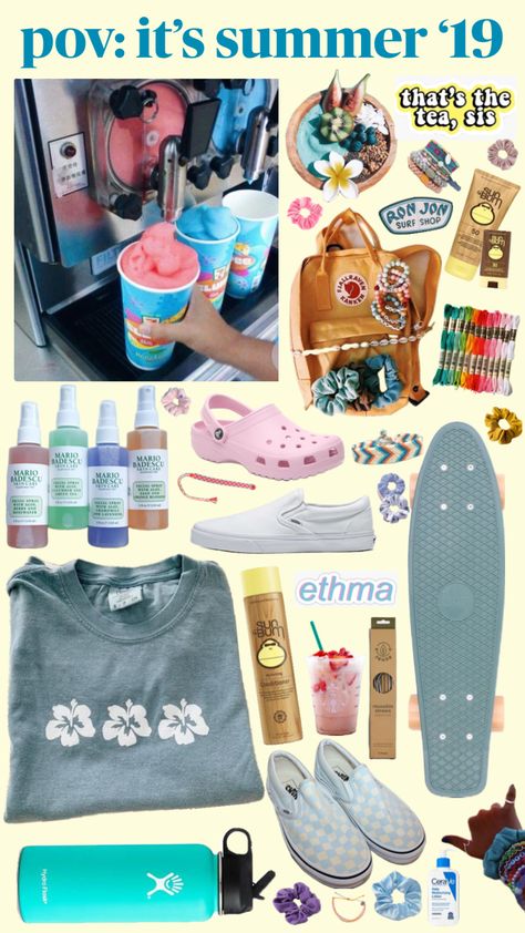 #outfitinspo #beauty #vsco #preppy #hydroflask #crocs #vans #aesthetic #aestheticmoodboard #vscogirl #oop #rainbow #2019 Vsco Fits, Vans Aesthetic, Vsco Outfit, Preppy Vsco, Ron Jon Surf Shop, Shirt Dress Outfit, 15th Birthday, Birthday Wishlist, Create Collage