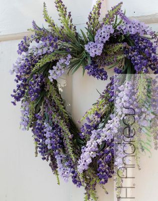 Wisteria Wreath, Purple Wreaths, Heart Wreaths, Heart Shaped Wreath, Lavender Crafts, Floral Door Wreaths, Spring Floral Wreath, Purple Wreath, Diy Spring Wreath