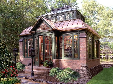 Conservatory Addition To House, Solarium Addition, Brick Conservatory, Vintage Green House, Solarium Room, Porch Greenhouse, Glass Conservatory, Greenhouse Ideas, Dust Pan