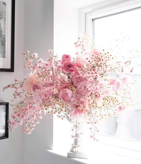 Cherry Blossom Floral Arrangements, Cherry Blossom Flower Arrangement, Pink Floral Centerpieces, Cherry Blossom Centerpiece, South African Flowers, Peach Blossom Flower, Pink Bouquets, Wedding Centerpieces Mason Jars, Pink Flower Arrangements