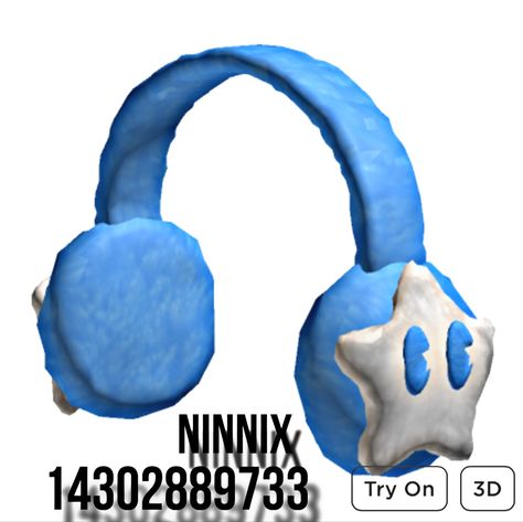 Bloxburg Blue Accessories Codes, Berry Avenue Blue Accessories Codes, Star Earmuffs, Dream Townhouse, Blue Hoodie Outfit, Roblox Accessories, Roblox Ids, Beanie Fits, Crystal Vibes