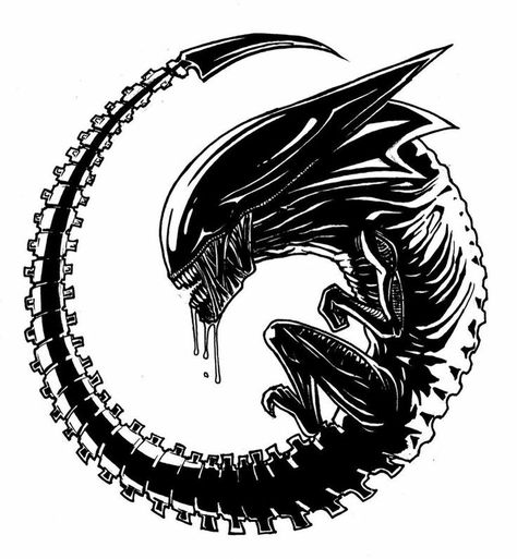 Adolescent xenomorph silhouette Alien Movie Drawing, Alien Movie Tattoo Ideas, Alien Movie Tattoo Xenomorph, Avp Tattoo, Alien Movie Tattoo, Alien Tattoo Design, Alien Images, Keith Thompson, Predator Tattoo