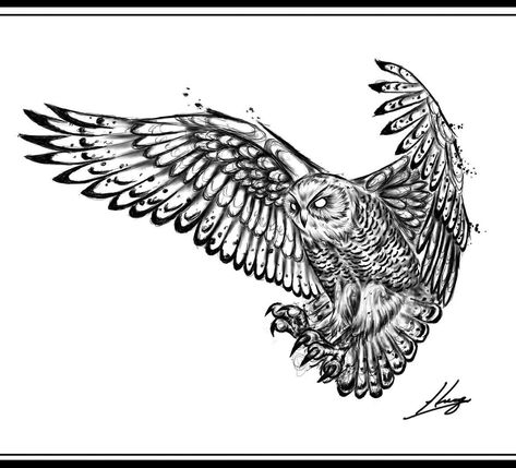 Great Horned Owl Tattoo, Horned Owl Tattoo, Owl Tattoo Drawings, Picture Mix, Tasteful Tattoos, Wing Tattoo, Great Horned Owl, Owl Tattoo, Angel Fish