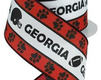 Georgia Bulldog Wreath, Team Decor, Wine Glass Candle Holder, Georgia Dawgs, Georgia Bulldog, Wine Glass Candle, Georgia Football, Buffalo Plaid Ribbon, Wreath Making Supplies