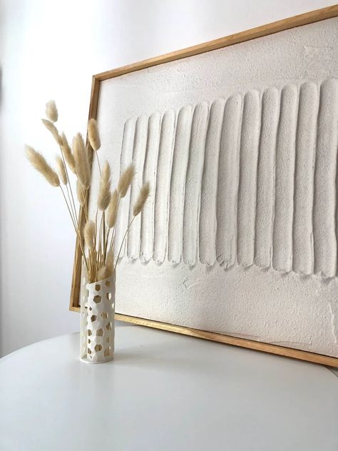 Framed Plaster Wall Art Handmade Textured Minimal Artwork - Etsy Minimal Artwork, Mdf Panel, Sculptural Wall, Concrete Vases, Homemade Art, Artwork Modern, Plaster Wall Art, Diy Canvas Wall Art, Artwork Abstract