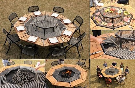 Amazing 3-in-1 BBQ Table Backyard Firepit Area, Fire Pit Video, Fire Pit Lighting, Bbq Table, Grill Table, Cool Fire Pits, Fire Pit Grill, Fire Pit Area, Bbq Pit