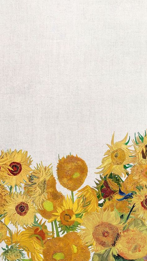 Van Gogh's sunflower phone wallpaper, remixed by rawpixel | premium image by rawpixel.com / Jubjang Paintings Phone Wallpaper, Van Gogh Phone Wallpaper, Phone Wallpaper Art Deco, Summer Sunflower Aesthetic, Summer Phone Design, Wallpaper Aesthetic Van Gogh, Van Gogh Wallpaper Iphone, Van Gogh Wallpaper Aesthetic, Van Gogh Sunflowers Wallpaper