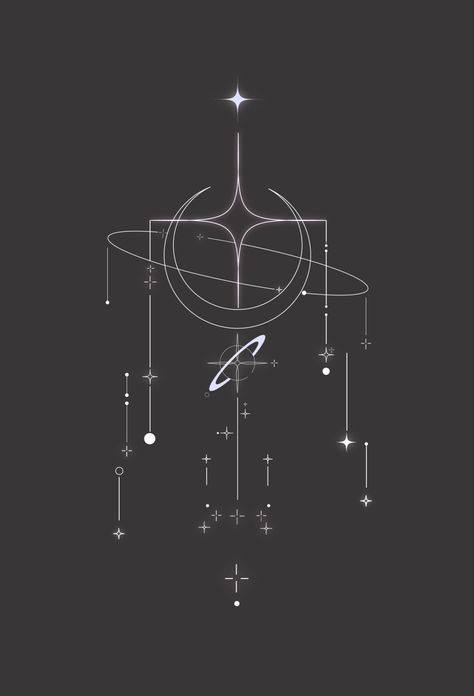 Astrology Stars Tattoo, Divinity Aesthetic, Geometric Celestial Tattoo, Constellations Graphic Design, Jupiter Tattoo, Geometric Astrology Tattoo, Celestial Geometry, Aesthetic Celestial, Celestial Symbols