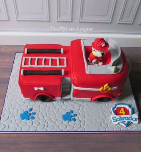 Marshall Fire Truck - Paw Patrol Marshall Fire Truck - Paw Patrol Paw Patrol Ideas, Truck Cake Ideas, Marshall Paw Patrol Birthday, Cake Paw Patrol, Fire Truck Cake, Birthday Cake Kids Boys, Firetruck Cake, Paw Patrol Marshall, Paw Patrol Birthday Cake