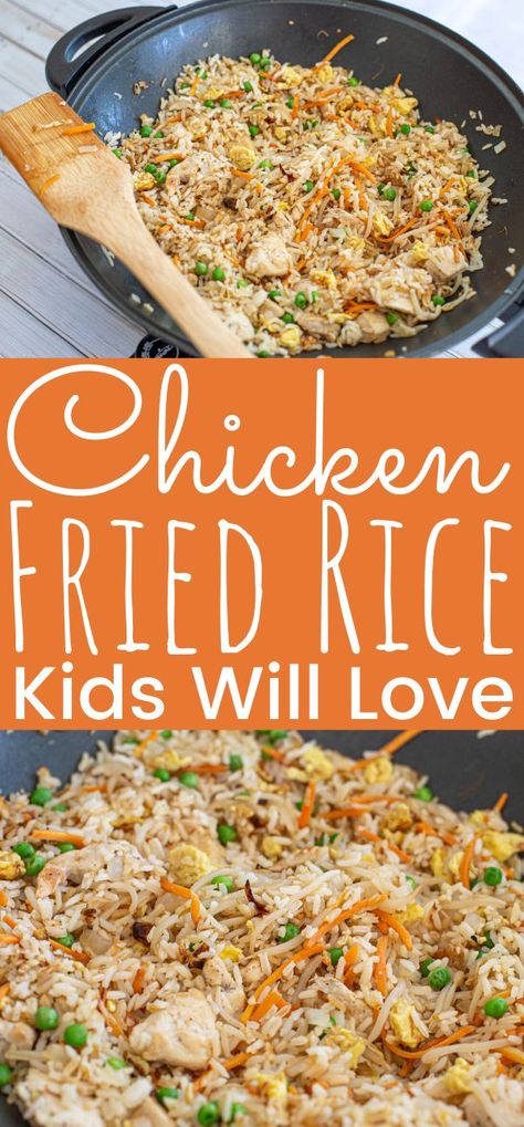 Create this quick and easy Chicken Fried Rice Recipe even the kids will love it! Filled with protein from Perdue Farms and vegetables, this one-pot fried rice will become a weekly favorite in your home. The perfect chicken fried rice recipe for busy nights. - (ad) simplytodaylife.com #ChickenFriedRice #FriedRice #OnePotFriedRice #EasyDinner #Rice #Chicken #DinnerForKids #FamilyFarming #ThankAFarmer #FamilyFarmers One Pot Chicken Fried Rice, Easy Family Chicken Recipes, Chicken And Vegetable Fried Rice, Chicken Dinners For Kids, Easy Chicken Recipes For Kids, Kid Friendly Rice Dishes, Toddler Rice Recipes, Easy Dinner With Rice, Chicken Kids Will Eat