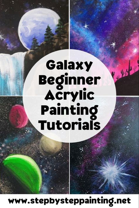 Galaxy Painting Tutorial, Galaxy Painting Watercolor, Faery Magick, Galaxy Painting Acrylic, Galaxy Bedroom, Acrylic Techniques, Seashore Paintings, Easy Acrylic Painting Ideas, Planet Painting