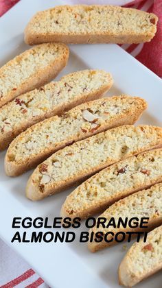 Eggless Biscotti, Eggless Biscotti Recipe, Orange Almond Biscotti, Eggless Biscuits, Almond Biscotti Recipe, Eggless Cookies, Lemon Bar, Eggless Desserts, Eggless Recipes