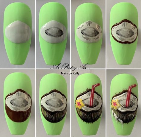 Coconut Drinks, Toe Nail Art, Nail Art Tutorial, Toe Nails, Stylish Nails, Nail Art Designs, Coco, Coconut, Manicure