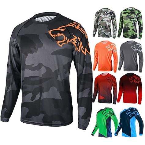 Outdoor Athleisure, Motocross Shirts, Mountain Bike Jerseys, Summer Bike, Cycling City, Camouflage Outfits, Bike Wear, Long Sleeve Rashguard, Road Bike Cycling