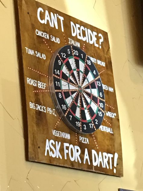 Potbelly lets you throw a dart to choose what you will eat. 4 Numerology, Best Darts, Vintage Bowling Shirts, Dart Set, Wood Art Projects, North Bay, Home Addition, Dart Board, Bright Future