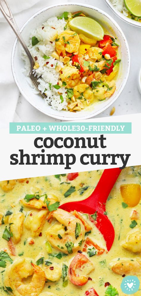 Creamy Coconut Shrimp, Coconut Shrimp Curry, Paleo Curry, Curry Easy, Coconut Curry Shrimp, Colorful Veggies, Shrimp Curry, Coconut Curry Sauce, Healthy Shrimp