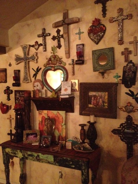 + + + Cross wall + + + 90s Southwest Decor, Mexican Brujeria Aesthetic, Polish Home Decor, Mexican Goth Home Decor, Mexican Hacienda, Spanish Decor, Mexican Home Decor, Mexican Home, Cross Wall