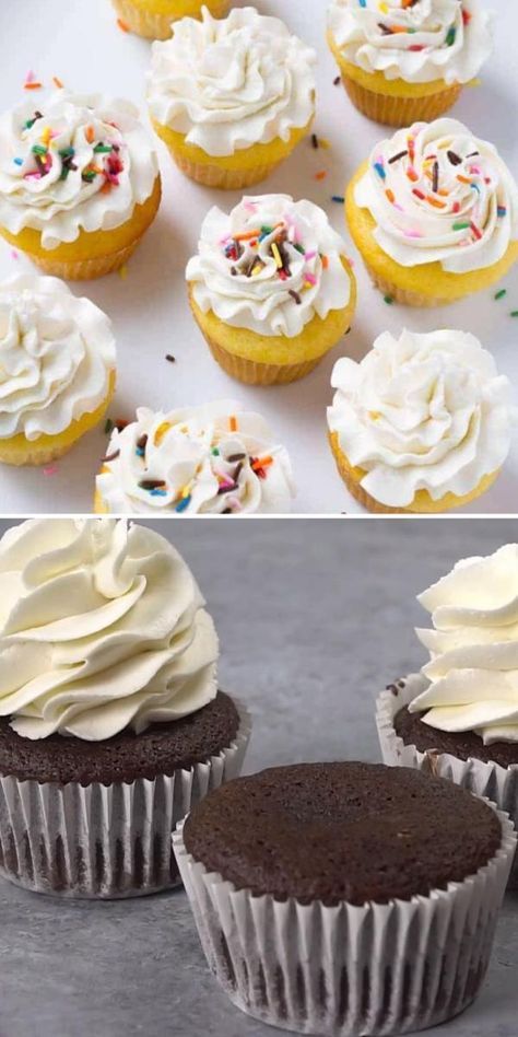 Cupcake Easy Decoration, How To Make A Cupcake, How To Make Cupcake Frosting, How To Make Frosting For Cupcakes, Frosting Decorating Ideas, Simple Cupcake Decorations, How To Make Frosting For Cakes, How To Frost Cupcakes, Simple Cupcake Decorating Ideas