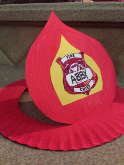 Fireman hat from paper plate                                                                                                                                                                                 More Paper Plate Fireman Hat, Fireman Preschool Activities, Fireman Hat Template, Fireman Crafts, Fire Safety Theme, Community Helpers Crafts, Fire Hat, Fire Safety Preschool, Firefighter Crafts