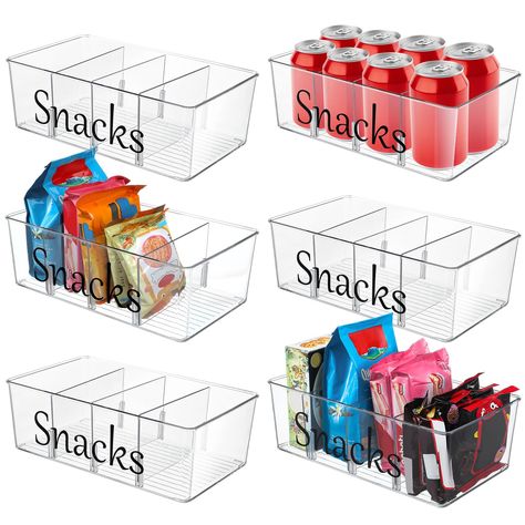 PRICES MAY VARY. Your Storage Savior: embrace simplicity with these 6 clear plastic snack organizers, each marked with the word [snacks]; With enough pieces to fully meet your usage needs, these food organizer bins are an exceptional choice when dealing with packages; As a versatile pantry organizer, it is good for sorting your snacks, spice packs, marinade packs, condiment packs, tea bags, and instant food packs Light but Sturdy: these snack storage containers are crafted from reliability plast Lazy Susan Cabinet Organization, Refrigerator Pantry, Snack Storage Containers, Food Organizer, Coffee Tools, Instant Food, Pantry Organizer, Snack Organizer, Clear Bins