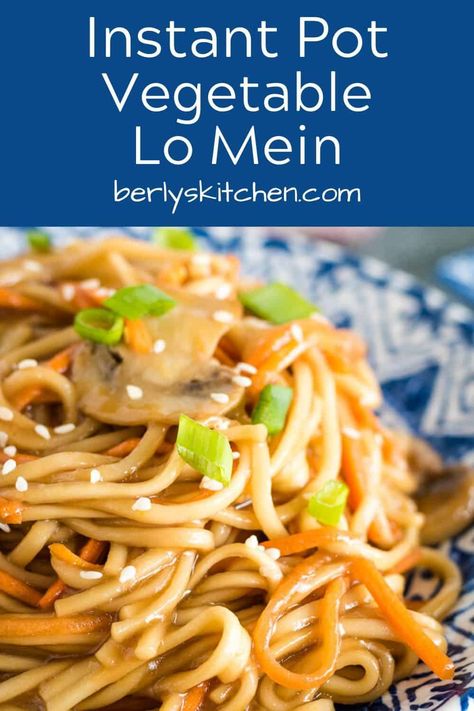 Faster than take-out! Our Instant Pot vegetable lo mein is the perfect substitution for restaurant lo mein. Best of all, it's done in less than 30 minutes! #berlyskitchen Veggie Lo Mein, Vegetable Lo Mein, Homemade Egg Rolls, Lo Mein Recipes, Vegetable Recipe, Asian Inspired Dishes, Lo Mein, Instant Pot Dinner Recipes, Easy Instant Pot Recipes