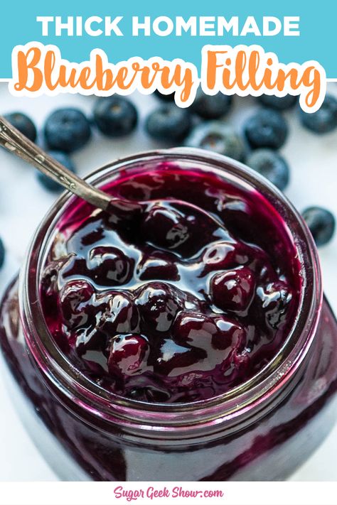 How to make the best homemade thick blueberry filling. Perfect for blueberry pie, hand pies, cheesecakes, and even cake filling! Homemade Blueberry Pie Filling, Blueberry Pie Filling Recipes, Homemade Blueberry Pie, Blueberry Filling, Pie Fillings, Cake Filling Recipes, Berry Recipes, Blueberry Season, Pie Filling Recipes