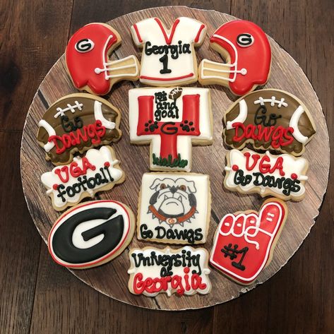 University of a Georgia | Etsy Single Cookie, Football Cookies, Homemade Dough, Star Cookies, University Of Georgia, Sugar Cookies Decorated, Decorated Cookies, Living Food, Food Allergies