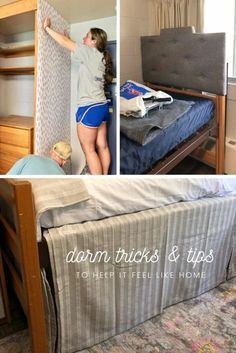 Bed Hacks, Dorm Room Bed, Dorm Room Headboards, Dorm Bed Skirts, Dorm Headboard, Boys Dorm Room, Dorm Hacks, Freshman Dorm, College Dorm Room Essentials