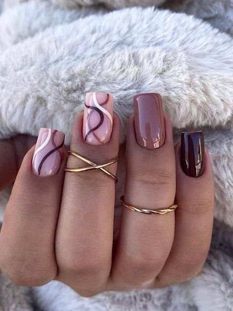 Brown Nail Designs, Nail Designs For 2023, Fall Nails Acrylic, Classy Baddie Nails, Classy Baddie, Brown Nail, Brown Nails Design, Baddie Nails, Y2k Nails