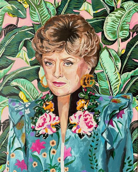 Heather Perry��’s Instagram photo: “Blanche in progress - painting in feathered hair, delicate features, and a fussy jacket have taken a little more time than the others but…” Marilyn Monroe Art Print, Blanche Devereaux, The Golden Girls, Girls Wall Art, Grand Art, Golden Girls, Bungalow Rose, Classic Art, Framed Canvas