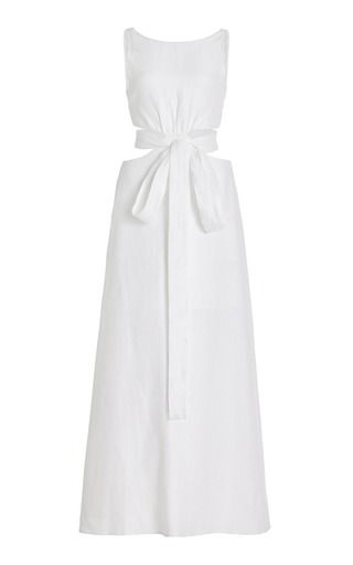 Women's Designer Day | Moda Operandi Apron Top, Honeymoon Wear, Designer Midi Dresses, White Linen Dresses, Linen Midi Dress, Linen Maxi Dress, Cotton Midi Dress, Organic Linens, Leather Slides