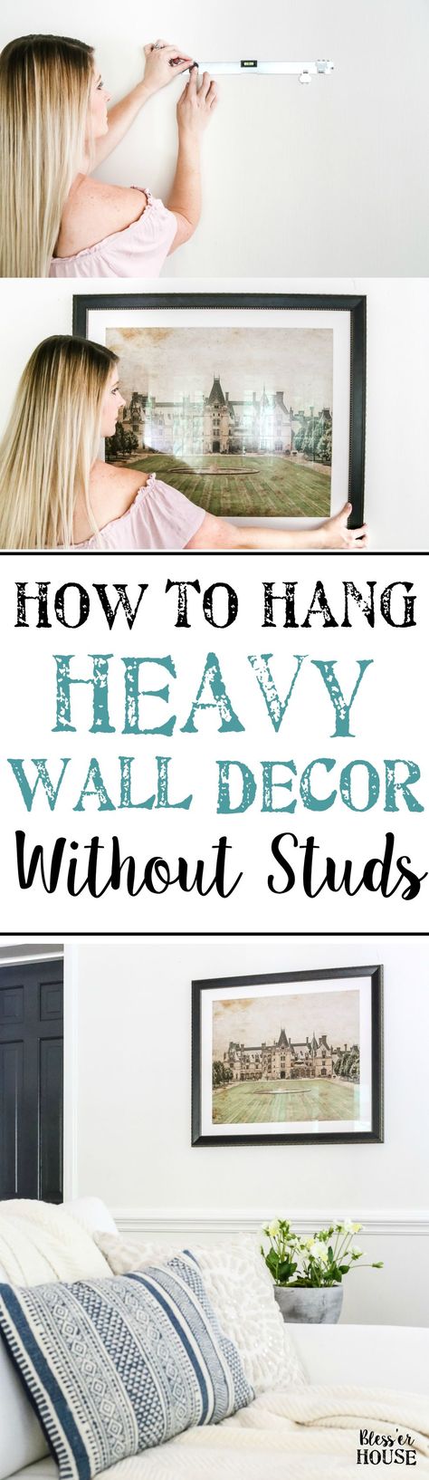 How to Hang Heavy Wall Decor Without Studs Hanging Shadow Boxes On Wall, How To Hang Stuff Without Damaging Walls, How To Hang Heavy Pictures On Wall, Hanging Heavy Objects, How To Hang Heavy Objects On Wall, Hanging Artwork On The Wall, Hanging Heavy Pictures, Hang Shelves, Hanging Pictures On The Wall