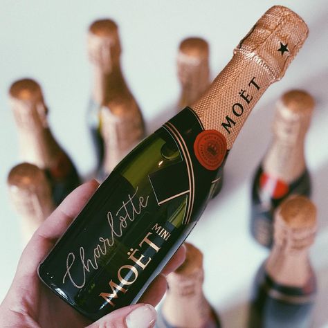 Champagne Sign, Moet Chandon Champagne, Mini Champagne Bottles, Maid Of Honor Proposal, Bespoke Wedding Stationery, Bridesmaid Boxes, Wedding Bottles, Proposals Ideas, Acrylic Signs