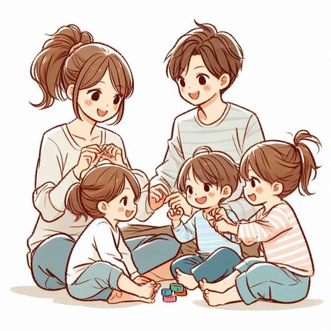 Happy Family Drawing Sketch, Family Sketch Illustration, Cute Family Drawing, Family Photo Drawing, Chibi Friends, Family Sketch, Comics Illustration, Easy Love Drawings, Family Drawing