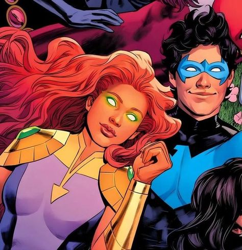 Black Starfire And Robin Matching Pfp, Starfire Comics, Starfire Dc, Nightwing And Batgirl, Robin Starfire, Dc Couples, Nightwing And Starfire, Robin Comics, Univers Dc