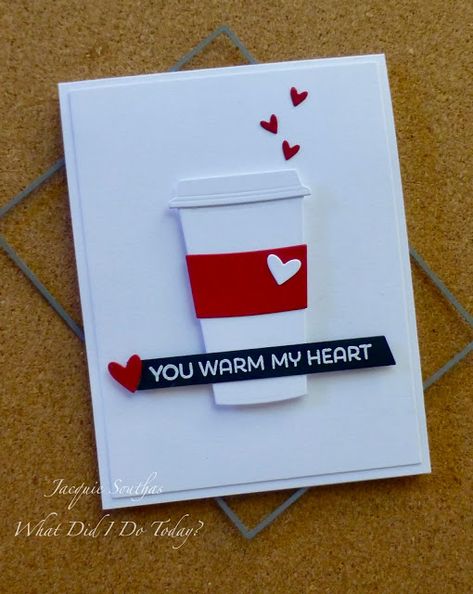 Mug Cards Ideas, Coffee Items, Coffee Themed Cards, Homemade Valentines Day Cards, Crazy Birds, Chocolate Card, Cas Cards, Valentine Cards Handmade, Paper Smooches