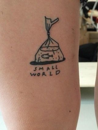 Small World Tattoo, Simple Tattoos For Women, Handpoke Tattoo, Cool Chest Tattoos, Chest Tattoos For Women, Doodle Tattoo, Cute Tiny Tattoos, Fish Tattoo, World Tattoo