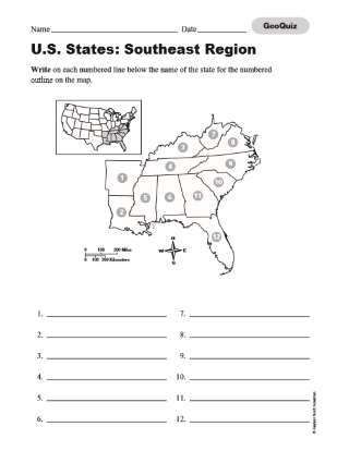 Quiz: Midwest U.S. State Capitals (Geography Printable, 3rd-8th Grade) - TeacherVision Southeast Region Map, Learning States, United States Geography, Sixth Grade Science, Map Quiz, Geography Quiz, 4th Grade Social Studies, Southeast Region, States And Capitals