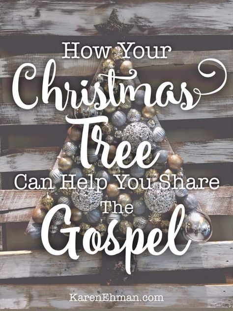 From the cradle to the cross: How your Christmas tree can help you share the gospel with your kids and others. From Karen Ehman on karenehman.com Cross Instead Of Christmas Tree, Names Of Jesus Christmas Tree, Room Wall Paint Colors, Christ Centered Christmas Decorations, Kitchen Decor Amazon, Kids Christmas Story From Bible, Living Room Wall Paint, Meaning Of Christmas Tree Christian, Christ Centered Christmas Traditions