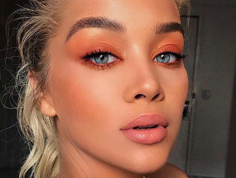 Makeup For Summer, Summer Eyeshadow, Orange Eyeshadow, Bad Makeup, Makeup Looks For Green Eyes, Peach Makeup, Orange Makeup, Celebrity Makeup Looks, Pretty Makeup Looks