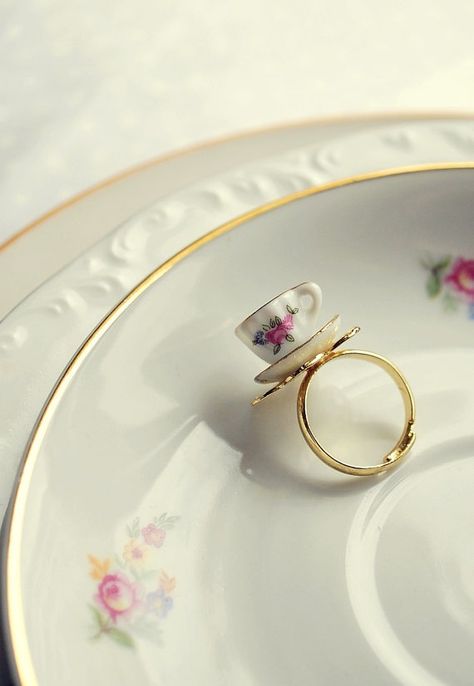 1 Teacup Ring, Entertaining Angels, Tea Ring, Cute Rings, Cute Jewelry, Ring Designs, Tea Party, Fashion Rings, Beautiful Jewelry