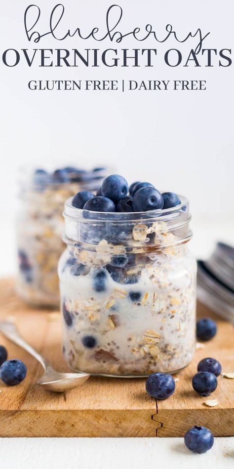 Dairy Free Overnight Oats Healthy, Aip Overnight Oats, Fridge Oats Overnight, Diary Free Overnight Oats, Non Dairy Overnight Oats, Overnight Oats Non Dairy, Gluten Free Overnight Oats Healthy, Overnight Oats Blueberry, Overnight Oats Recipe Dairy Free