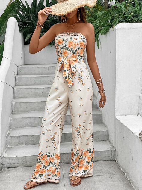 Detergent Product, Tube Jumpsuit, Comfy Jumpsuits, Floral Type, Boho Belts, Strapless Neckline, Boho Patterns, Inspiration Mode, Warm Weather