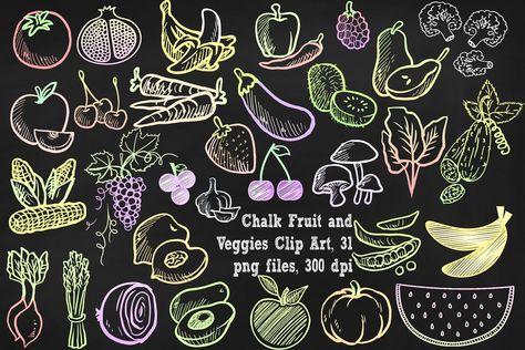 Chalk Fruit & Vegetables Clipart Dog Logos Ideas, Chalkboard Restaurant, Chalk Menu, Kids Chalkboard, Chalkboard Wall Art, Chalkboard Writing, Kitchen Chalkboard, Chalkboard Decor, Point Of Sale Display