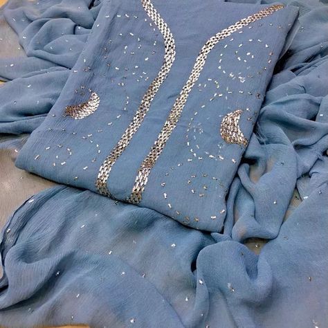 Mukaish Work Suits, Mukaish Embroidery, Mukaish Work, Suit Salwar, Chiffon Collection, Work Suits, Chiffon Shirt, Home Delivery, Art Drawings Sketches