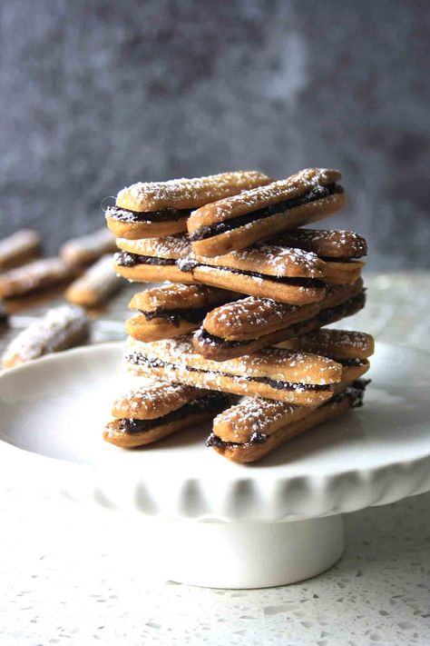 Viennese Finger Sandwich Biscuits | Chez Le Rêve Français Viennese Fingers, Viennese Biscuits, Finger Sandwich, Sandwich Biscuits, Recipe Baking, Finger Sandwiches, Chocolate Filling, Morning Tea, Finger Foods